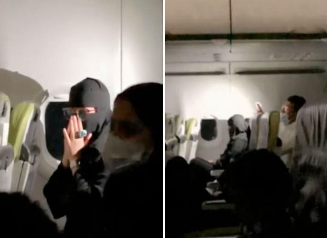 بالفيديو.. قائد طائرة يفاجئ إحدى الراكبات في الجو