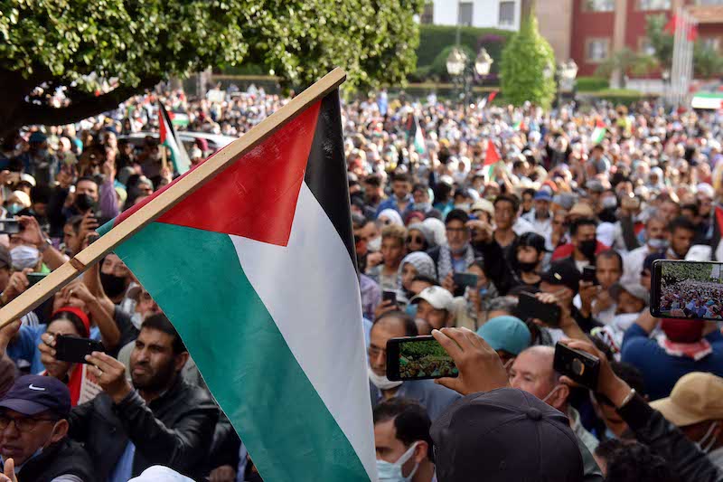 حناجر المحتجين تصدح وسط الرباط بشعارات “الشعب يريد إسقاط التطبيع”