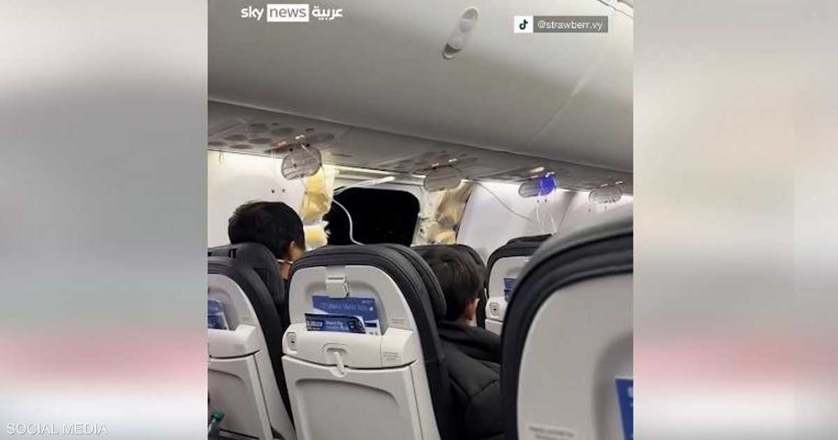 شاهد.. هكذا انخلعت نافذة طائرة “ألاسكا” في الجو